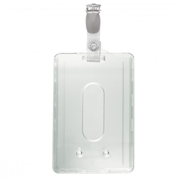 Porte-badge rigide vertical 1carte avec clip métal 1456603