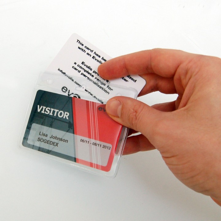 Porte-badge vinyle souple avec bandeau renforcé 2 cartes 1453300