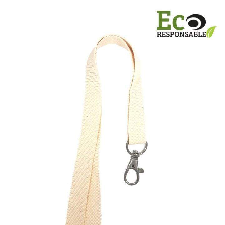 Cordon tour de cou coton 15mm avec attache métal sans nickel crème x100 1436370