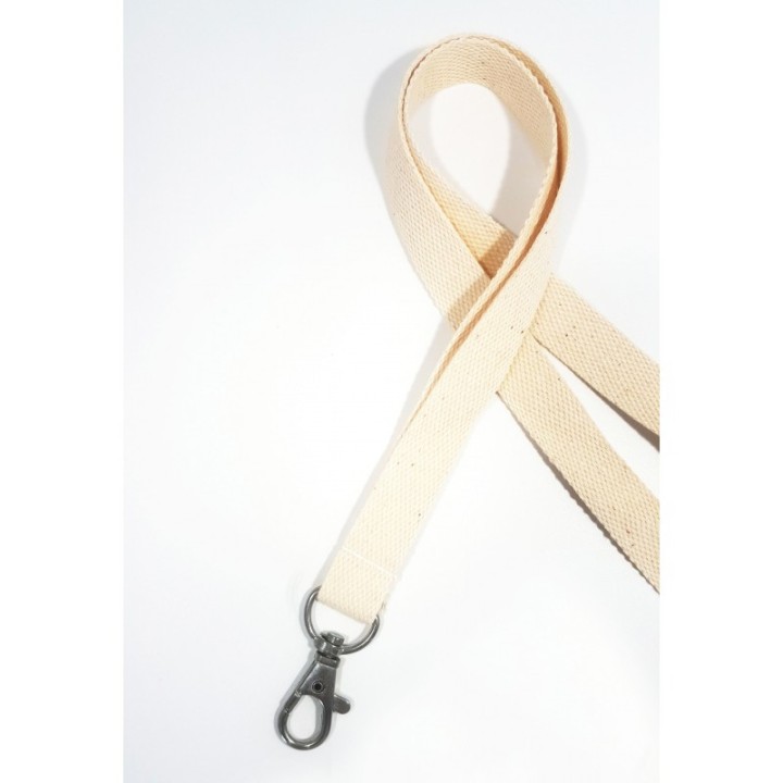 Cordon tour de cou coton 15mm avec attache métal sans nickel crème x100 1436370