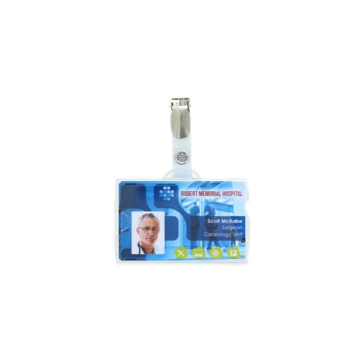 Porte-badge prêt à l'emploi - IDX48 (lot de 100) avec clip métal-Horizontal -1456600