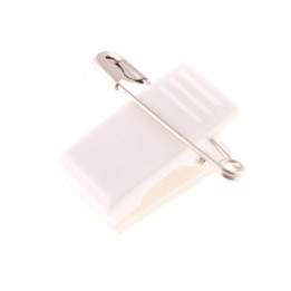 Clip adhésif à pince plastique et épingle blanc IDS22P x100 1440003